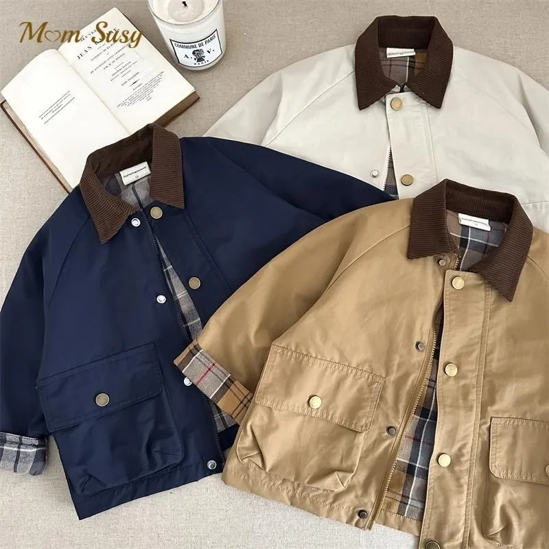 Kids Jackets Kids Coats Fashion Baby Girl Boy Cargo Trench Jacket Infant Toddler Child Patchwork Coat Spring Autumn Child Dust Coat Baby Clothes 1-10Y