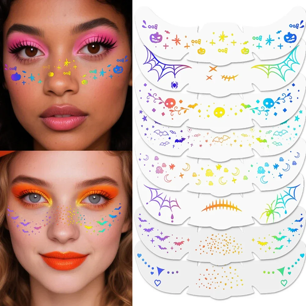 Halloween Waterproof Facial Sticker Freckle Transfer Tattoo Decals DIY Festival Party Tattoo Decorations Makeup Cosmetic Tools
