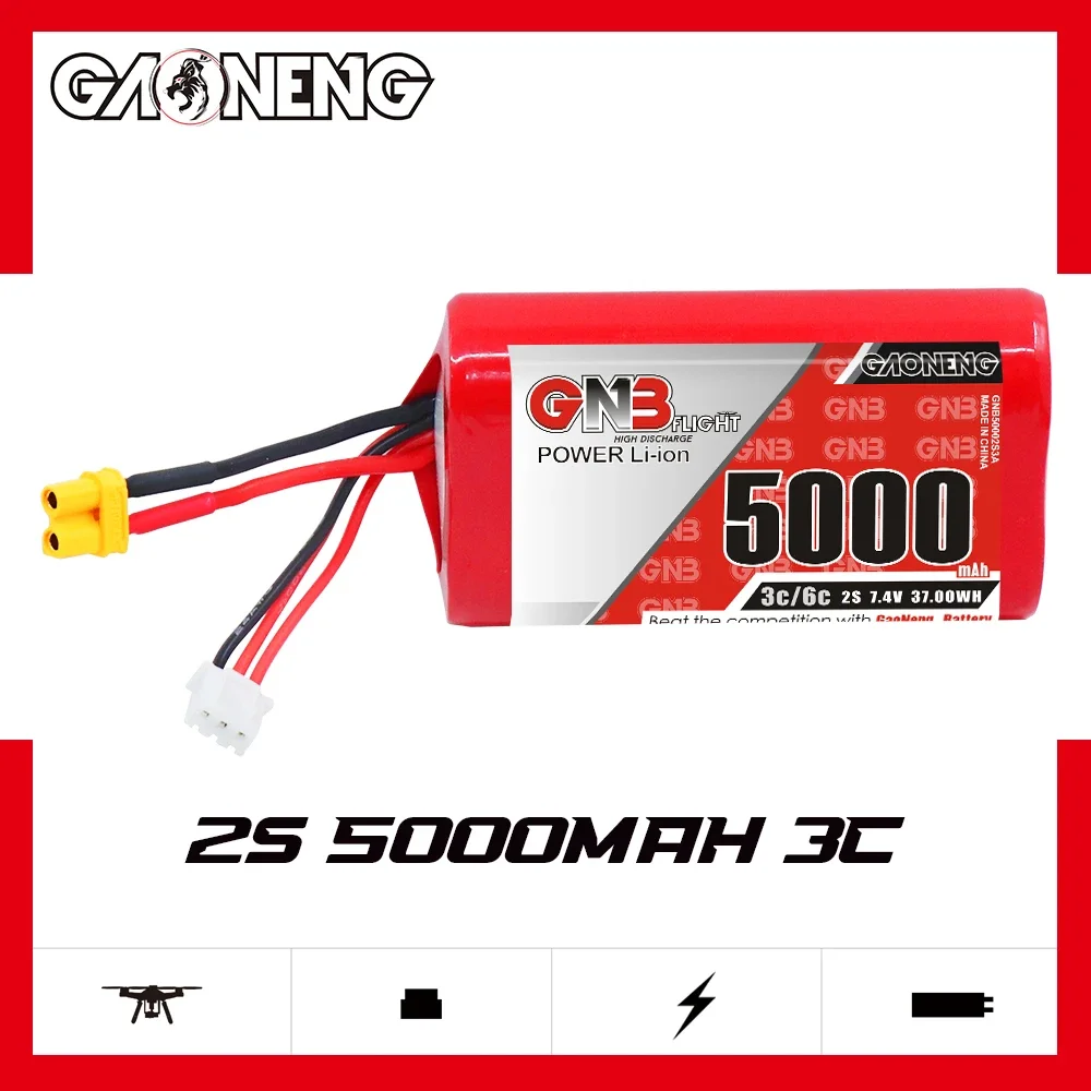 

GAONENG GNB 5000mAh 2S 3C 6C 7.4V XT30 LiPo Battery for RadioMaster Boxer