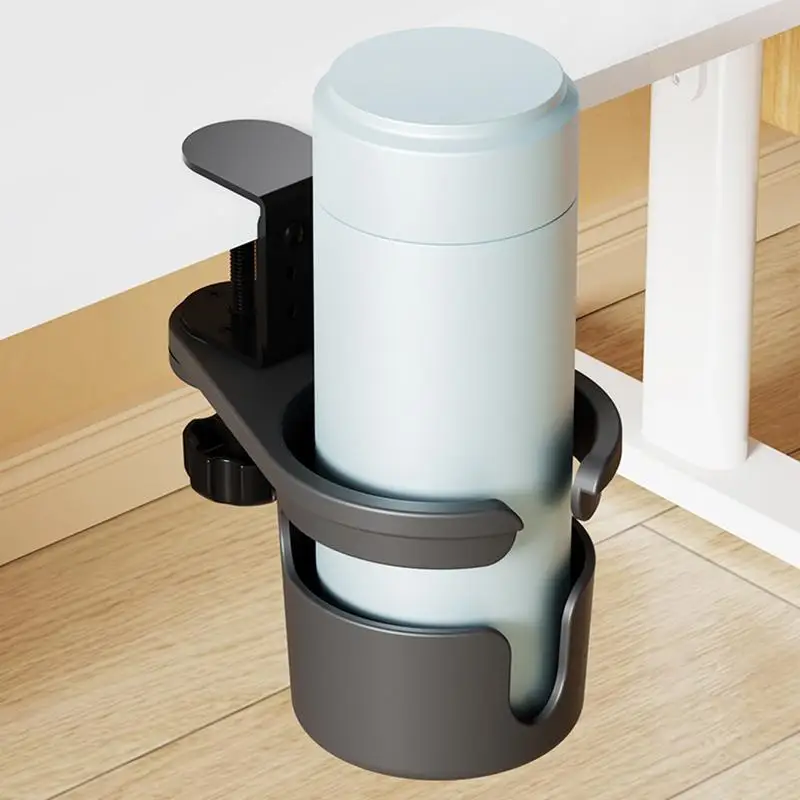 Desk Cup Holder Clamp Adjustable Anti-Spill Coffee Cup Holder 360 Degree Rotating Table Edge Clamp Anti-Fall Desk