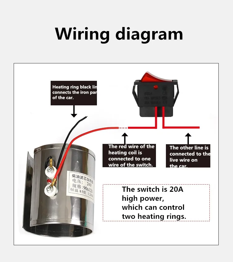 Automatic Constant Temperature 85℃ 12V 24V Diesel Filter Heater 120W For Car Pickup Truck Diesel Filter Eelectric Heating Sheath fuel filter