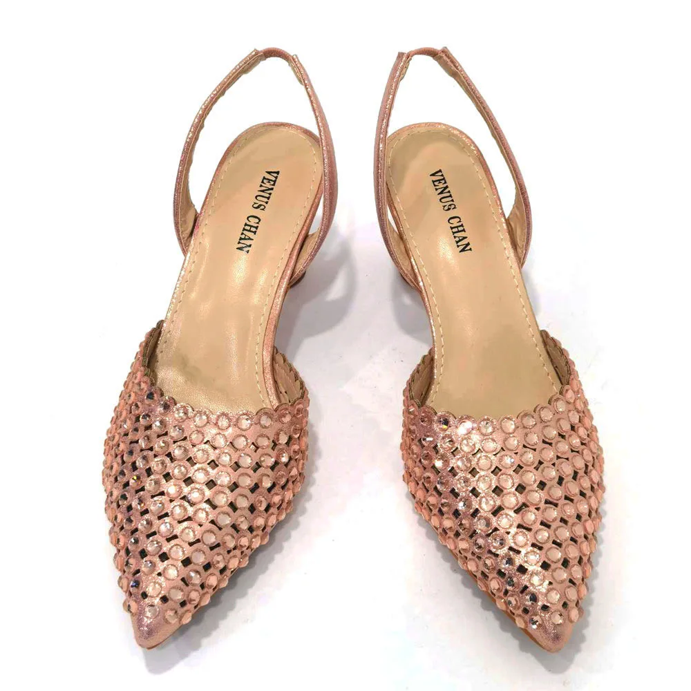 Italian Match Shoes and Bag Set The Champagne Color Italy Shoe and Bag Set Decorated with Rhinestone African Women Italian