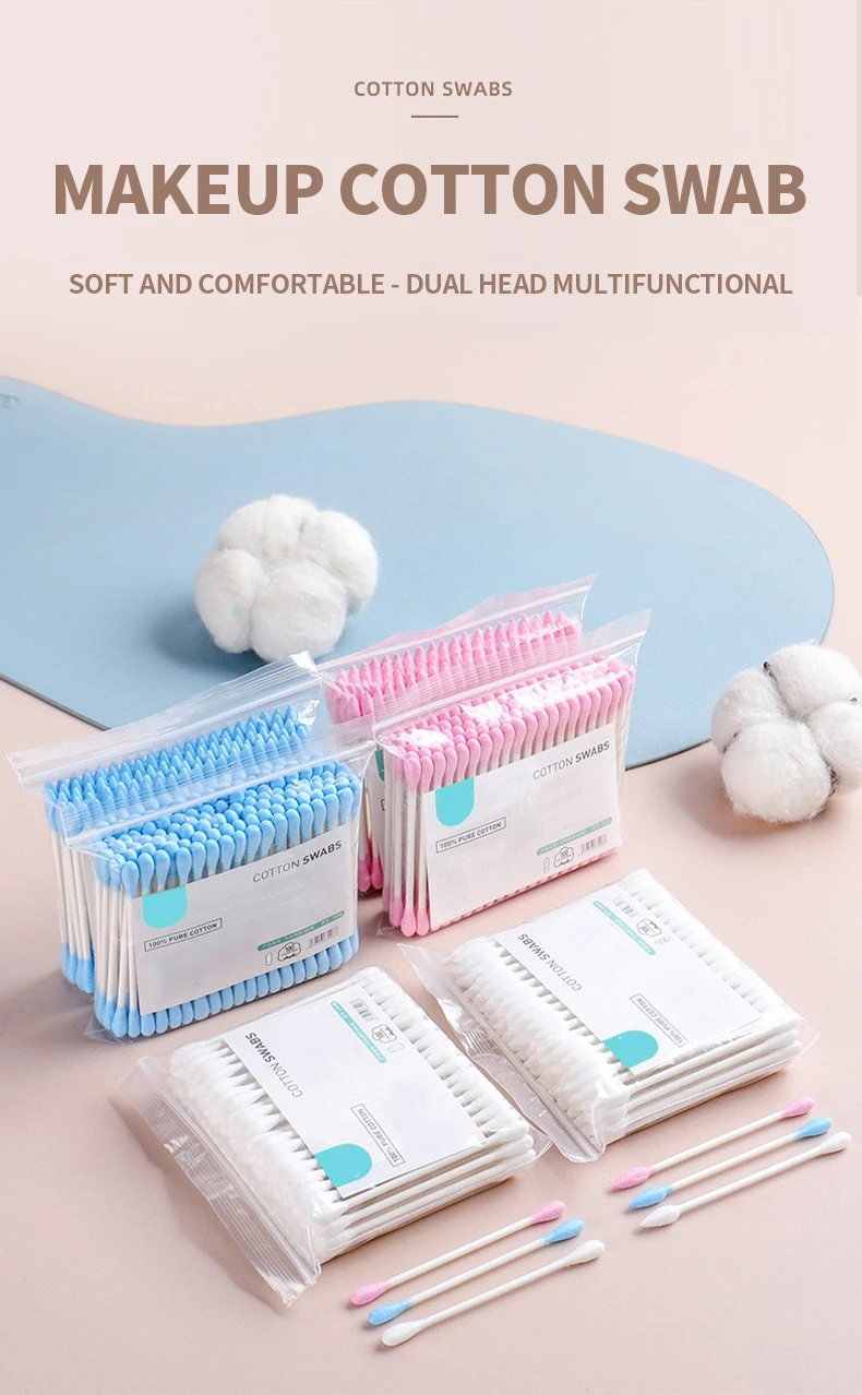 Description Picture 2 of item100PCS/bag double ended cotton swab - suitable for beauty, makeup, makeup removal, and daily cleaning use