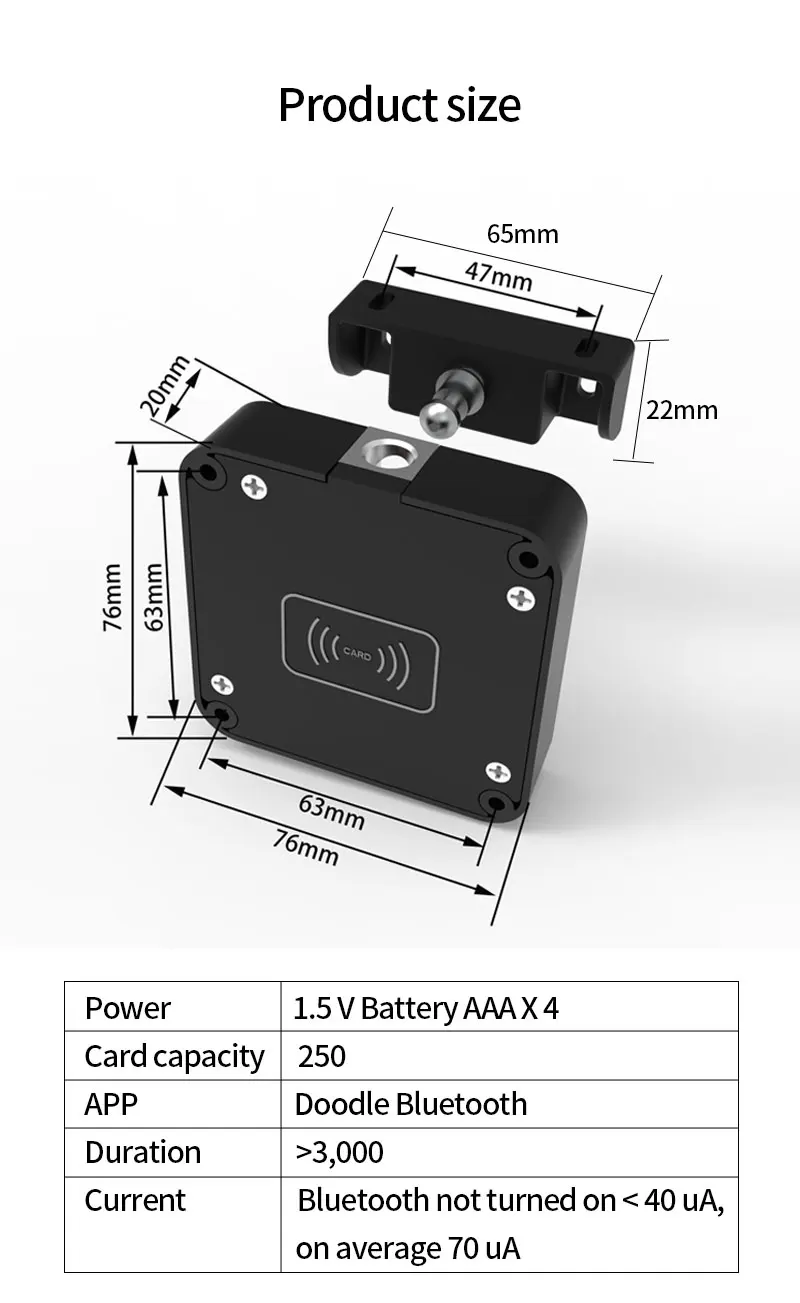 Smart Drawer Lock Invisible Electronic RFID 13.56MHz IC Cabinet Lock Unlock Inte