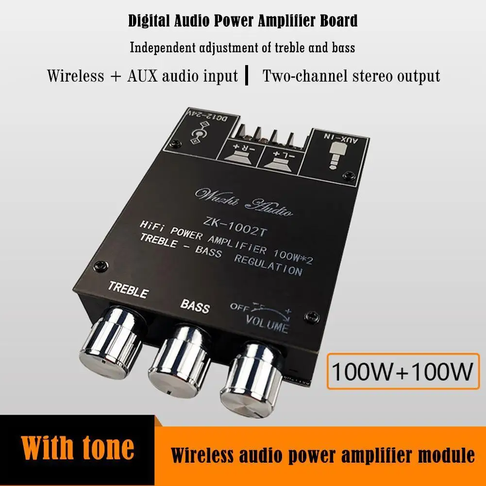 ZK-1002T 블루투스 호환 앰프, HIFI 2.0 채널, 100W x 2 오디오 모듈 키트