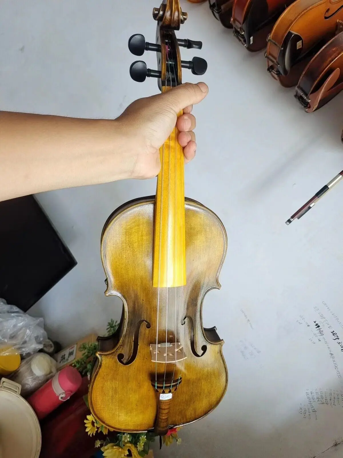 4/4 Violin baroque style European flamed maple back spruce top hand made No2