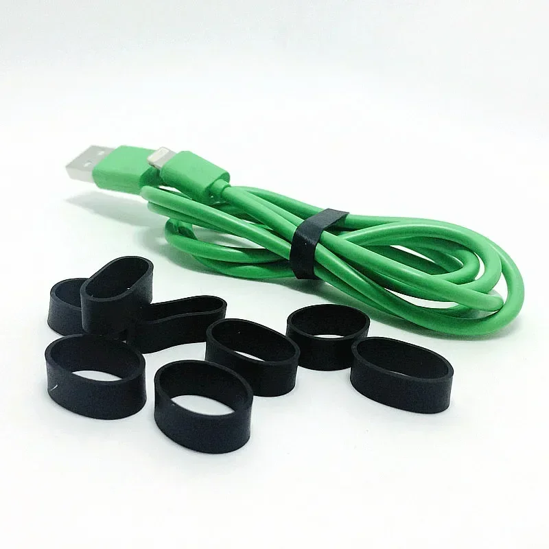 Silicone Ring USB Data Cable Charging Cable Zip Tie Power Cord Rubber Band Zip Tie Tool 20Pcs cable organizer