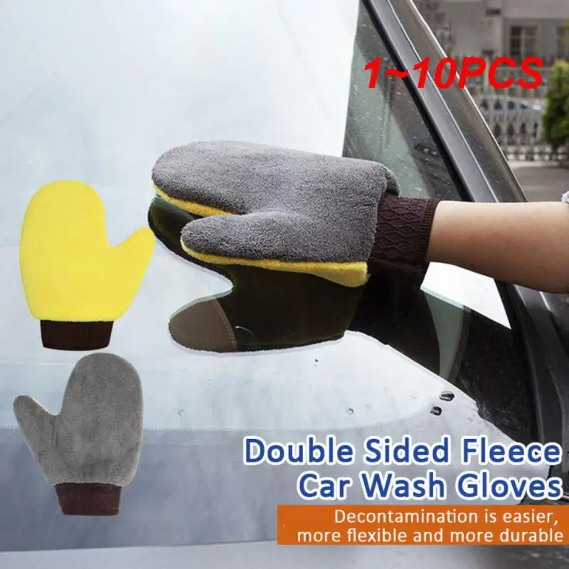 

1-10 шт., двусторонние перчатки из микрофибры для мытья автомобиля