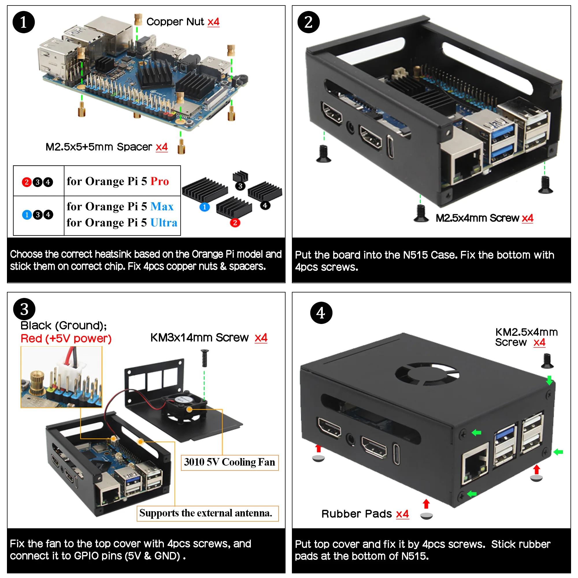 Orange Pi 5 Pro / Pi 5 Max / Pi 5 Ultra�� Geekworm �ݼ� ���̽� N515