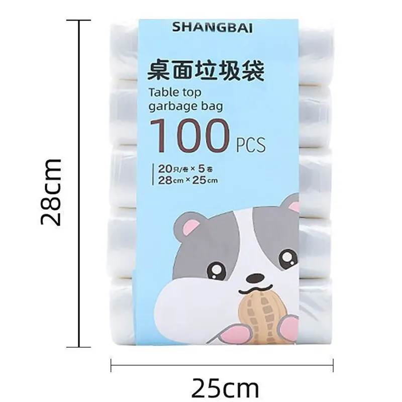 Mini Garbage Bag Household Thickened Small Desktop Garbage 5Roll 100Pcs Trash Bags Disposable Trash Bags Garbage Bags