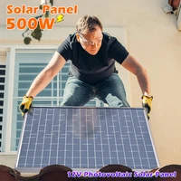 Kit de panneaux solaires 500W avec contrôleur 12V, alimentation en silicium polycristallin, système de cellules solaires rechargeables portables pour l'extérieur 5