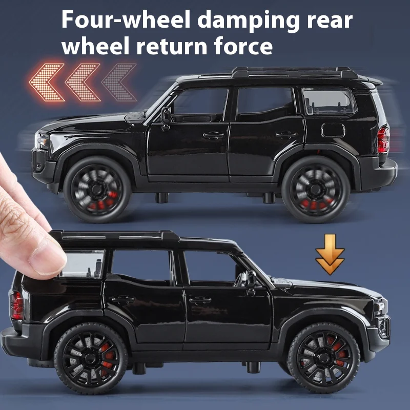1:32 TOYOTA PRADO 랜드 크루저 오프로드 차량 금속 합금 다이캐스트 모델 자동차 도서관 책장 디스플레이 장식품 장식 선물