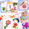 20Pcs 5mm Perler Hama Beads Pegboards Clear Animal Shape Plastic Pegboards with 20 Pcs Colorful Cards for Kids DIY Craft Beads 6