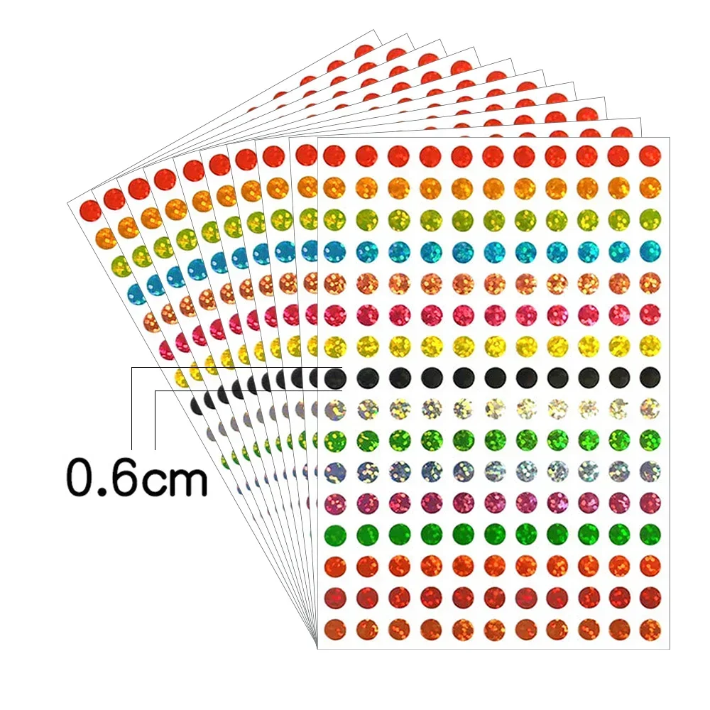 1760 Color Coded Labels Laser Shiny Dot Stickers 0.6cm dot labels, 16 color styles of color coded label stickers for office, - 6