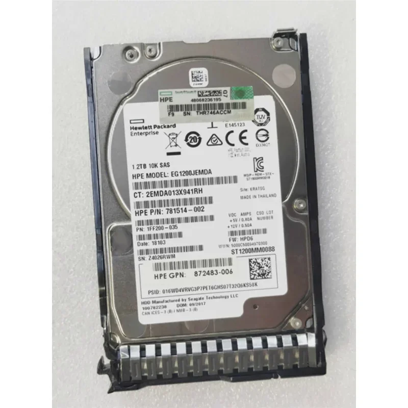 872737 HEP 1.2TB SAS 10K SFF SC DS 12G 2.5 인치 HDD, 872479-B21 872737-001 872483-006