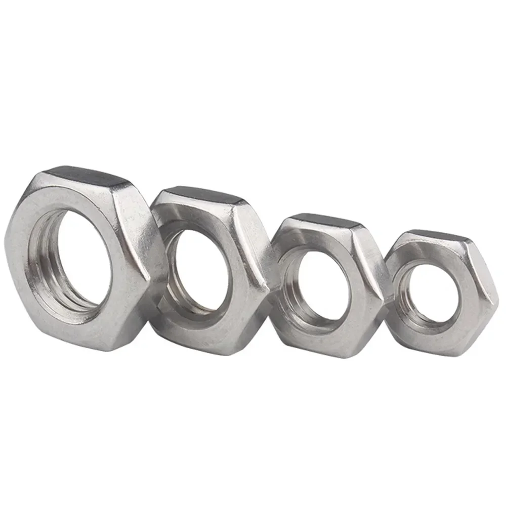 Stainless steel nut 1-20pcs Hexagon Thin Nut Fine Thread 304 Stainless Steel M6 M8 M10 M12 M14 M16 M18 M20 Bolt Screw Hexagon