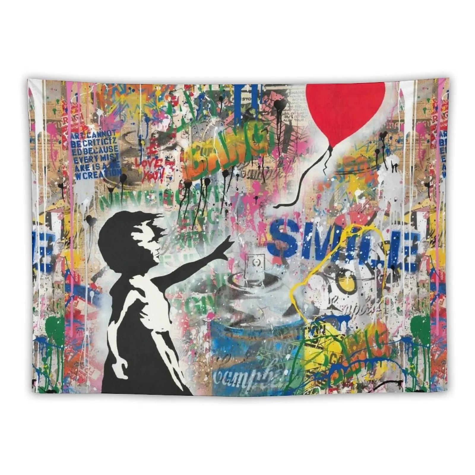 

Balloon Girl Street Art Mashup Tapestry Hanging Wall Anime Decor Room Decoration Aesthetic Nordic Home Decor Tapestry