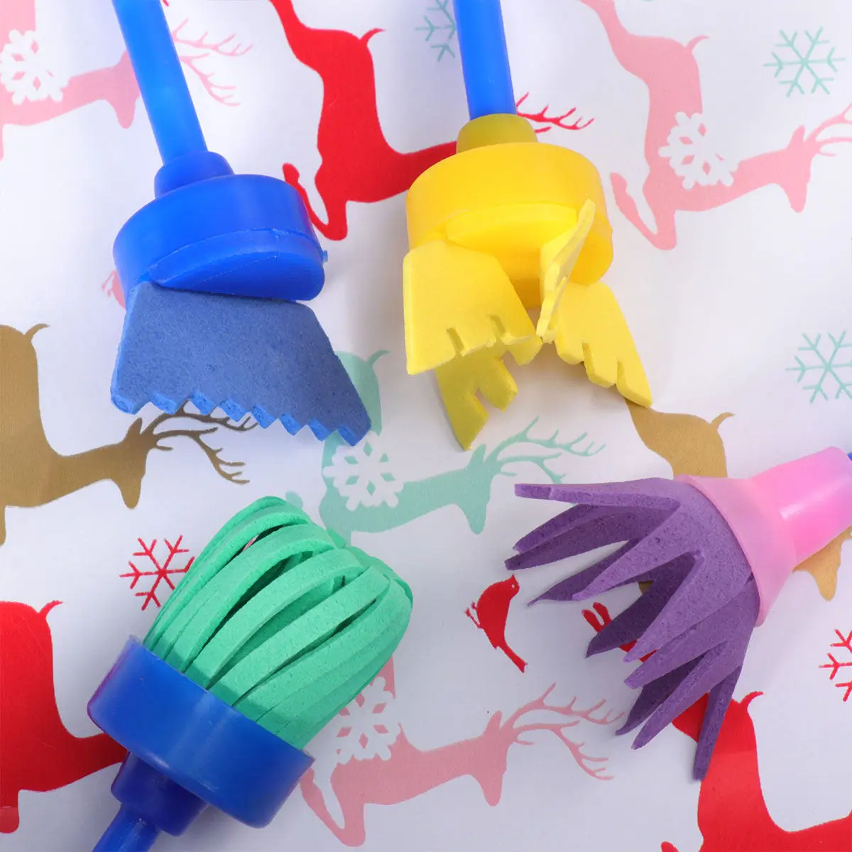 8Pcs DIY 스폰지 페인팅 롤러 프리미엄 미니 페인트 브러쉬 세트 어린이 미술 수업 그리기 낙서 도구 어린이 페인트 롤러