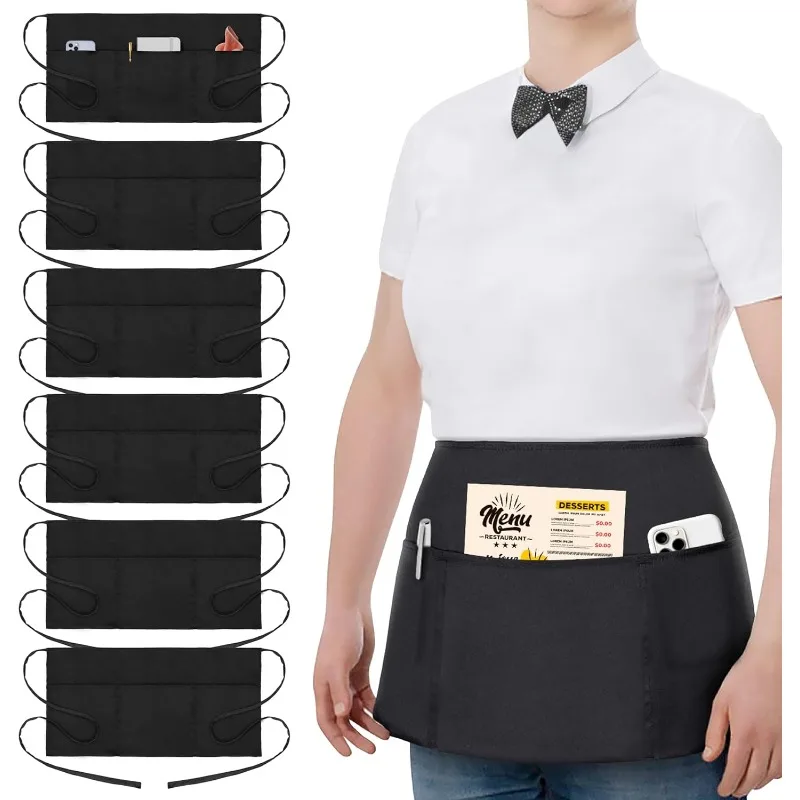 Waterproof Black Waitress Apron with Pockets