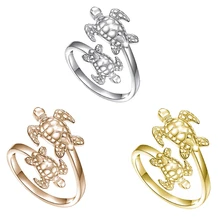 2022 Fashion Cute Turtle Finger Rings Open Size Adjustable Animal Rings For Women Female Jewelry tanie i dobre opinie ytzhongshuo CN (pochodzenie) Ze stopu cynku Kobiety Metal Klasyczny Pierścień pokazowy Zwierząt Zgodna ze wszystkimi