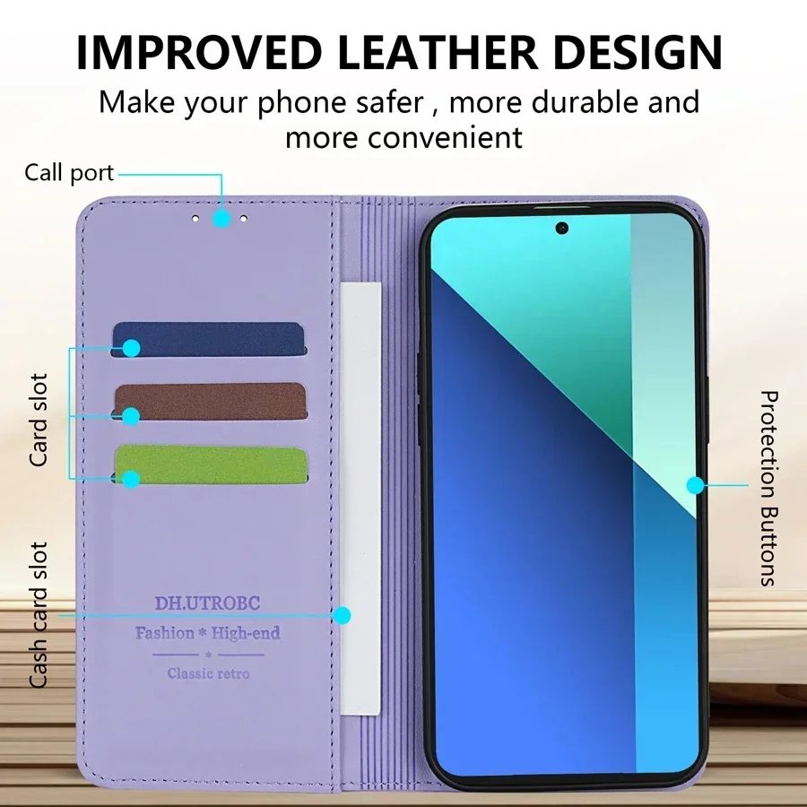 Elegant Leather Wallet Case with Magnetic Card Slot and Flip Design