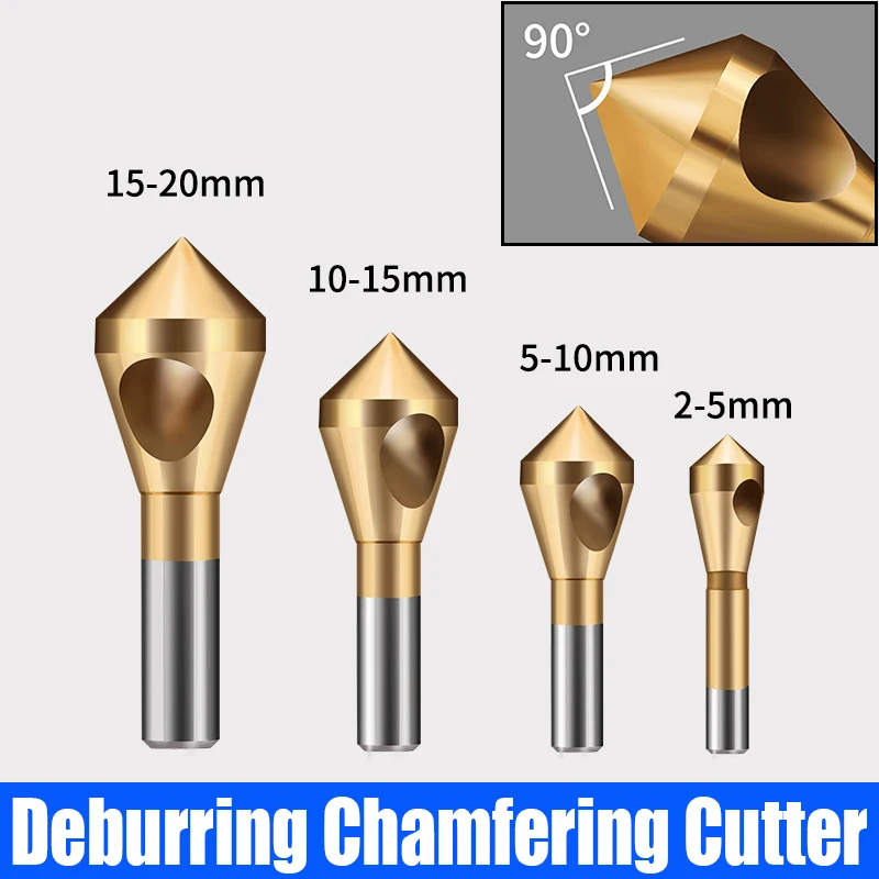 1PCS 2-20mm Titanium-Plated Coated Deburring Chamfering Cutter Countersink Drill Bit 90 Degree Chamfer Drill Deburring/Reaming