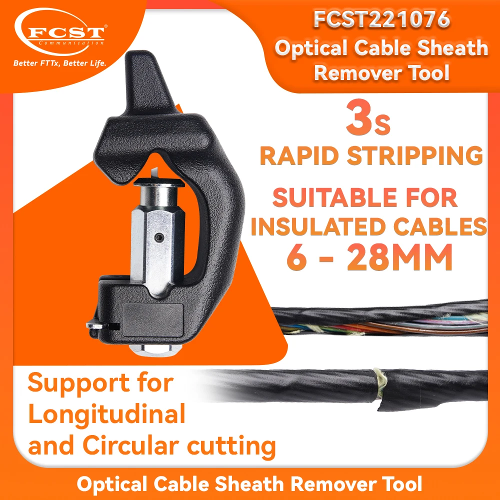 FCST FTTH Fiber Optic stripper Armored Optical Cable Jacket Slitter Sheath Cutter for 6-28mm Fiber Stripping Tools