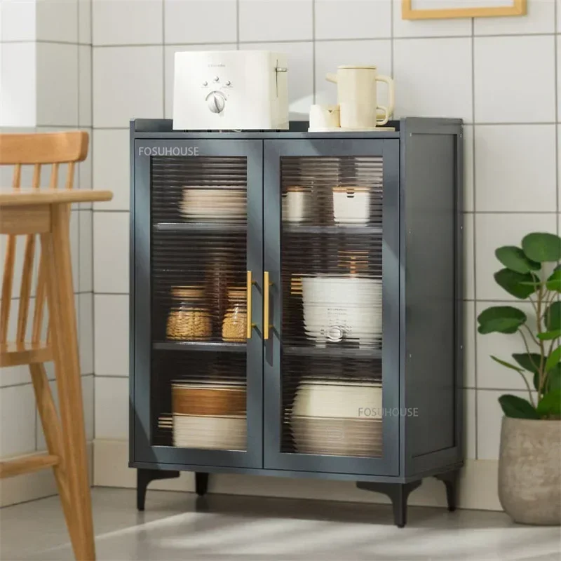 Multi-functional Sideboard Floor-standing Kitchen Cabinets Dishes Microwave Storage Rack Dust-proof Tableware Storage Cabinet W