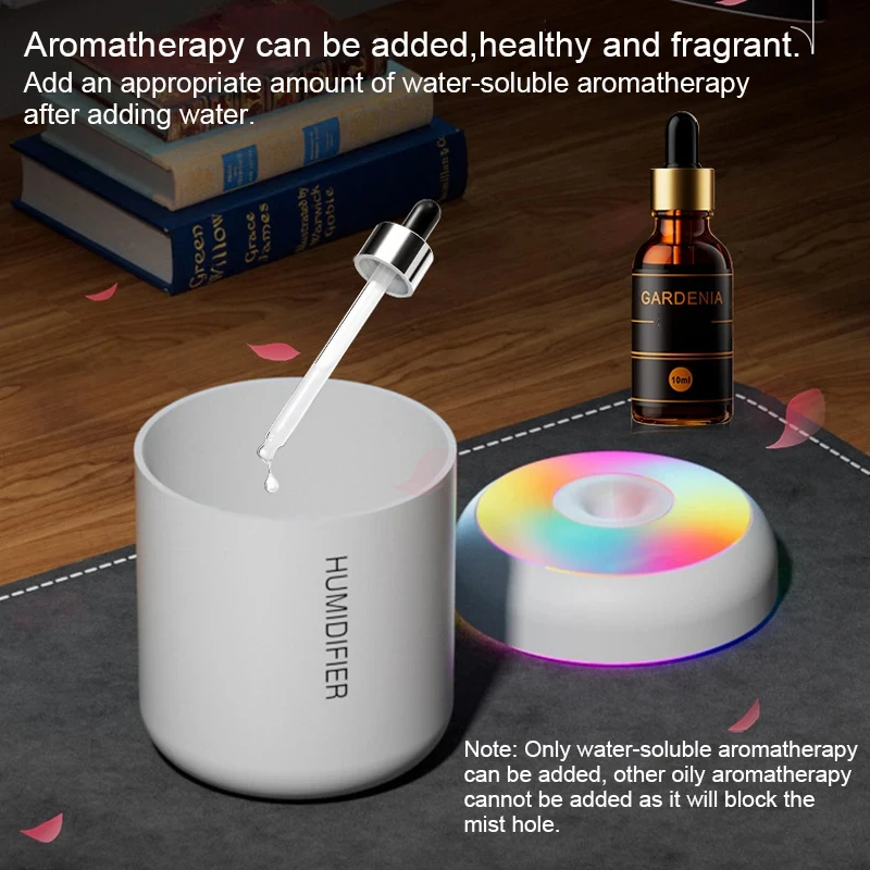 Description Picture 4 of item180ML Mini Air Humidifier USB Aroma Diffuser Essential Oil Purifier Mist Maker Colorful Lights humidificador For Home Car Office