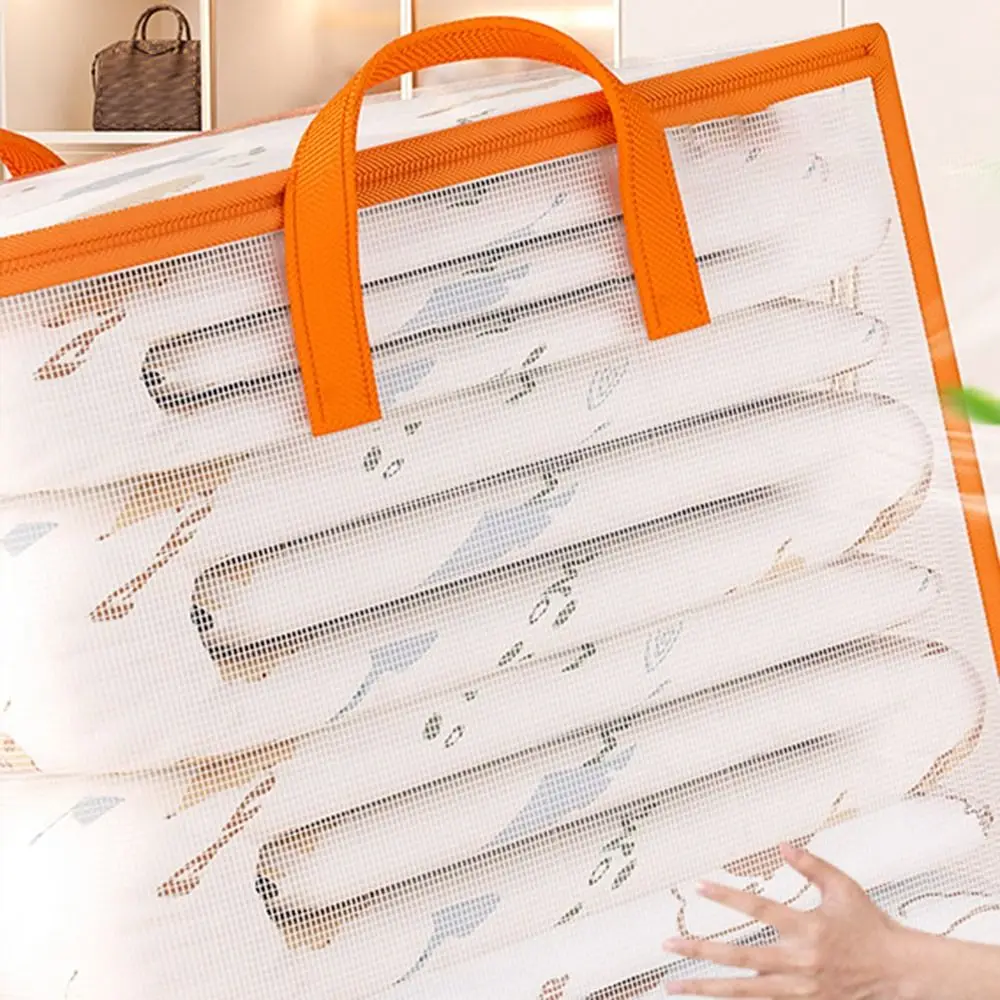 Large Capacity Foldable Storage Bag Transparent Waterproof Clothes Storage Box Dust-proof Zippered PVC Quilts Storage Bag Home 4