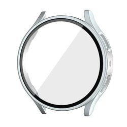 Premium All-Coverage Tempered Glass + PC Protective Bumper Case for Galaxy Watch4 40mm (Silver)