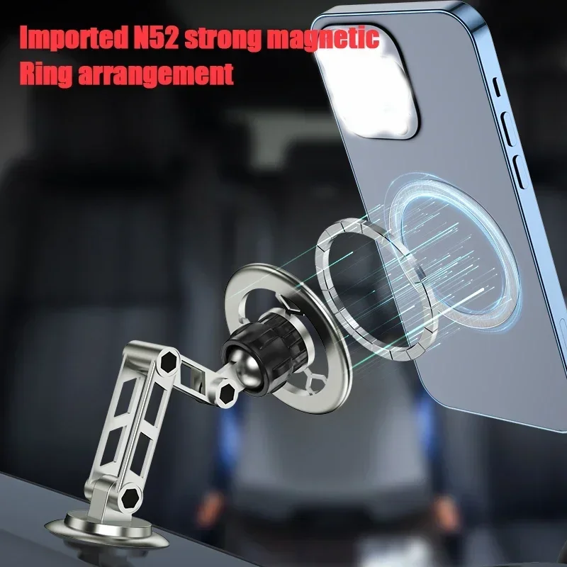 306 °   회전 금속 자기 자동차 전화 홀더 접이식 Magsafe 전화 스탠드 공기 환기 자석 마운트 모든 전화에 대한 GPS 지원