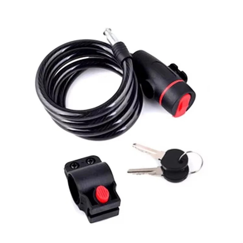 กุญแจล็อคจักรยาน ป้องกันการโจรกรรม สำหรับจักรยานเสือภูเขา จักรยานเสือหมอบ สายล็อคเหล็ก สำหรับมอเตอร์ไซค์ หมวกกันน็อค จักรยานพับได้ สกู๊ตเตอร์ไฟฟ้า กุญแจนิรภัย 1