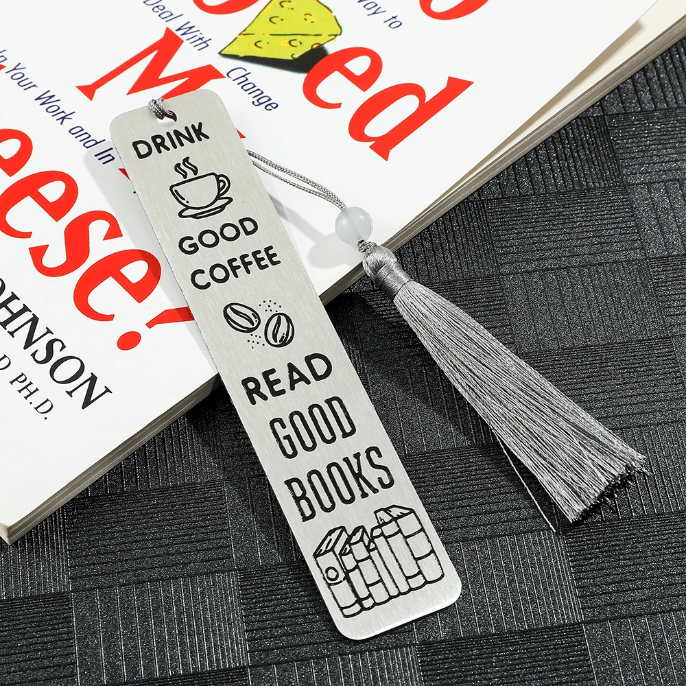 Drink Good Coffee Read Good Books Engraved Bookmarks Metal Bookmarks Stationery School Supplies for Book Lovers Teacher Gifts metal bookmark bookmarks stationery supplies