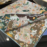 Brand Silk Scarves Wraps Double Printed Twill Silk Scarf Women Shawls Luxury Design Hijabs Fashion Square Curled Shawl 90CM - Image 4