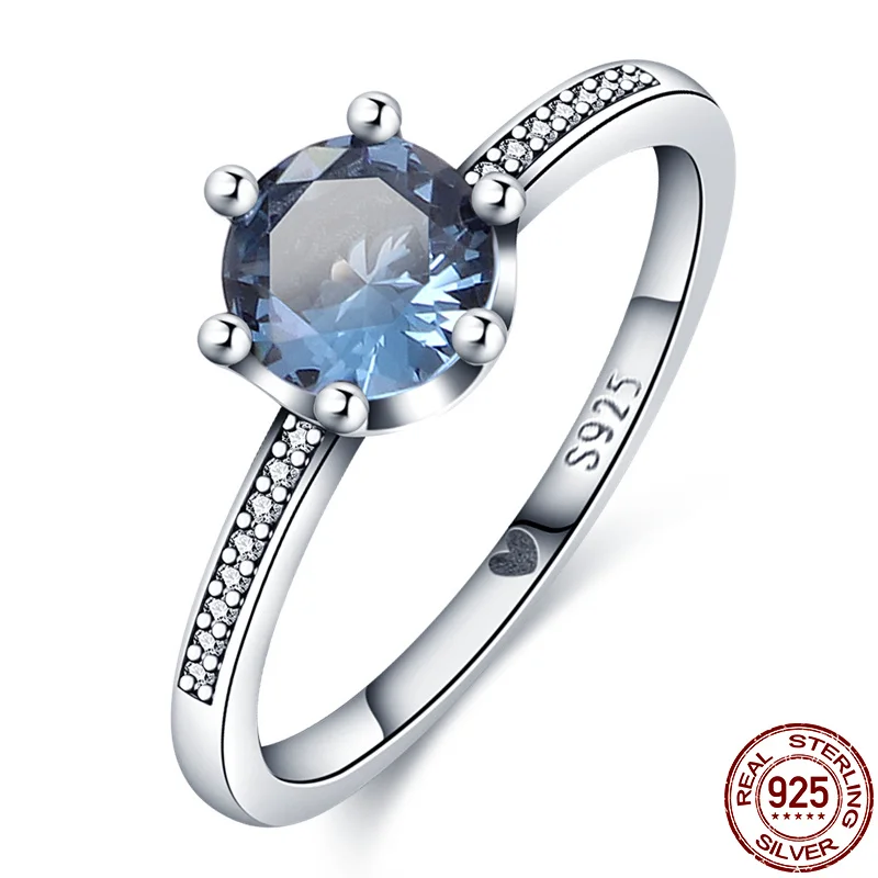 Hot Sale charms plata de ley 925 Rings For Women Blue Zircon Sparkle Crown Ring Making Jewelry Gift Party Engagement