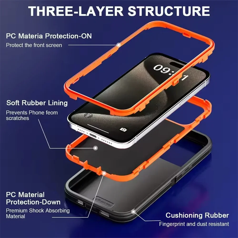 Premium 3in1 Heavy Duty Anti Drop Phone Case For IPhone 17 Pro Max 16 15 - Image 4