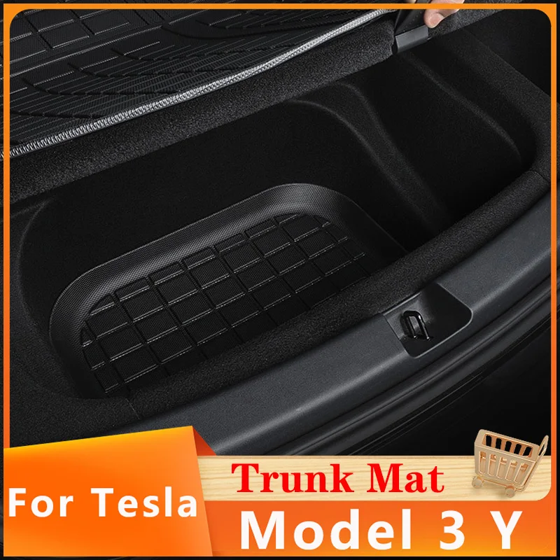 

Коврик для багажника из ТПЭ, передний и задний коврики для Tesla Model 3, модель Y, водонепроницаемые напольные коврики с подкладкой для груза