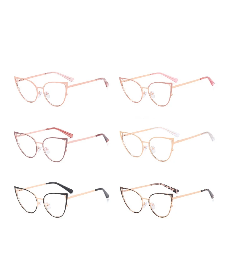 56987 Mode Metall Cat Eye Brillengestell Frauen Trend Aushöhlen Anti Blaues Licht Computer Brille Federscharnier Klare Brillen – Detail 19