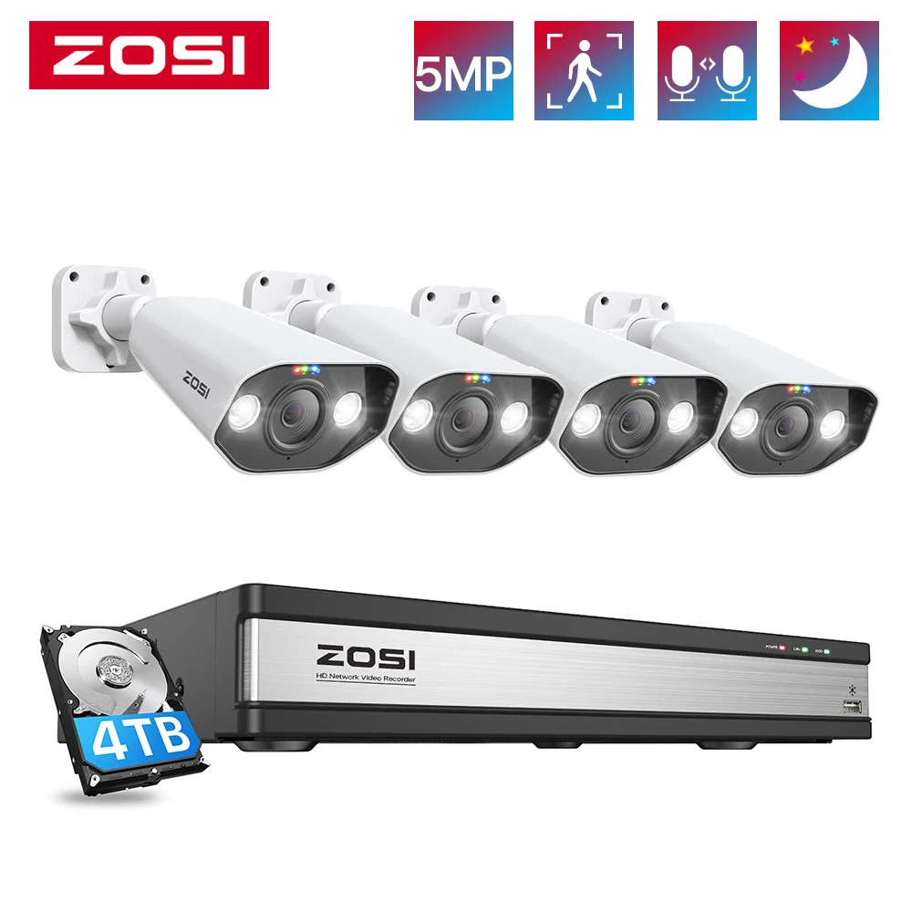 Zosi 16ch 4k Home Poe Security Camera System With Person/vehicle