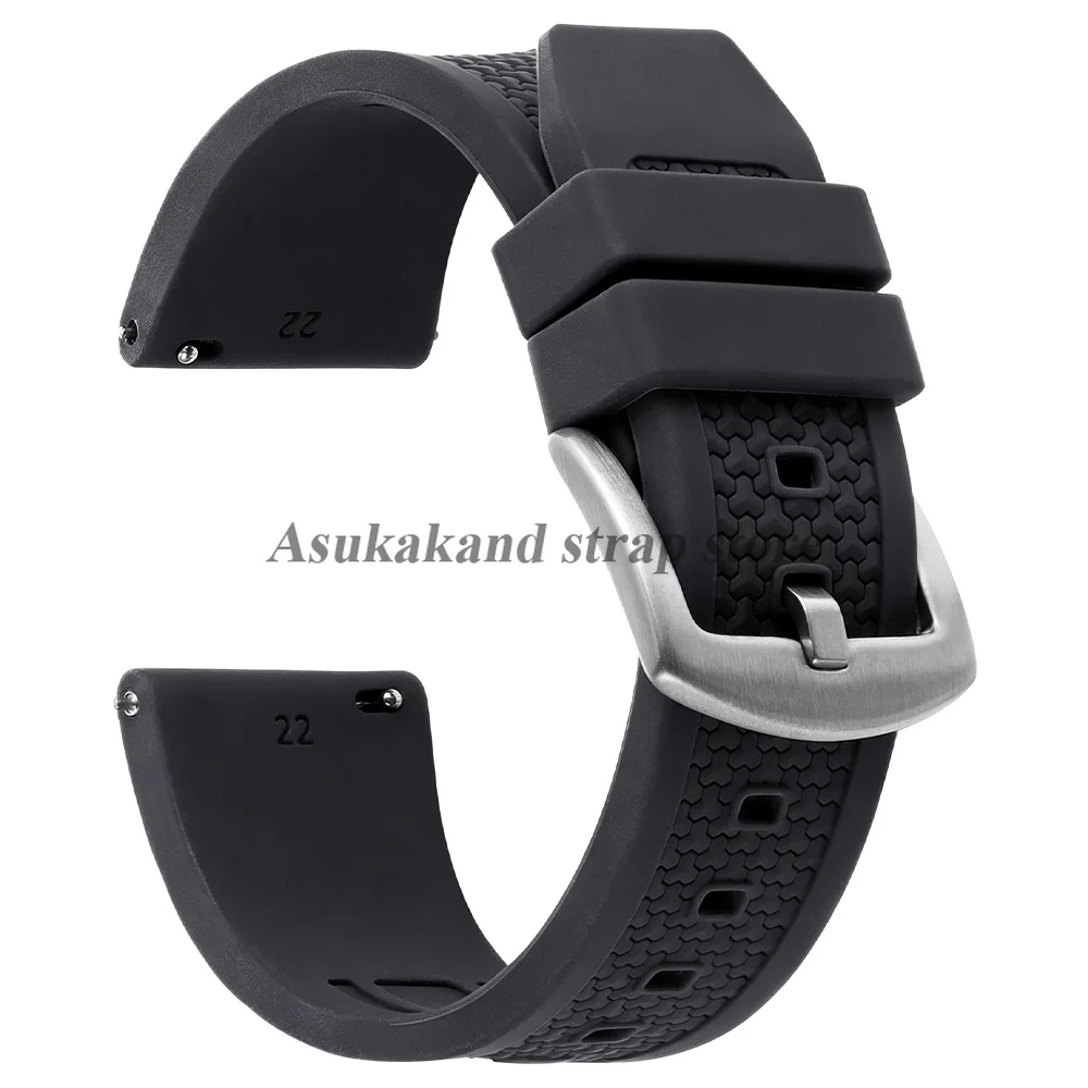Enhanced Silicone Sport Watch Band with Quick Release - Men's Rubber Bracelet
