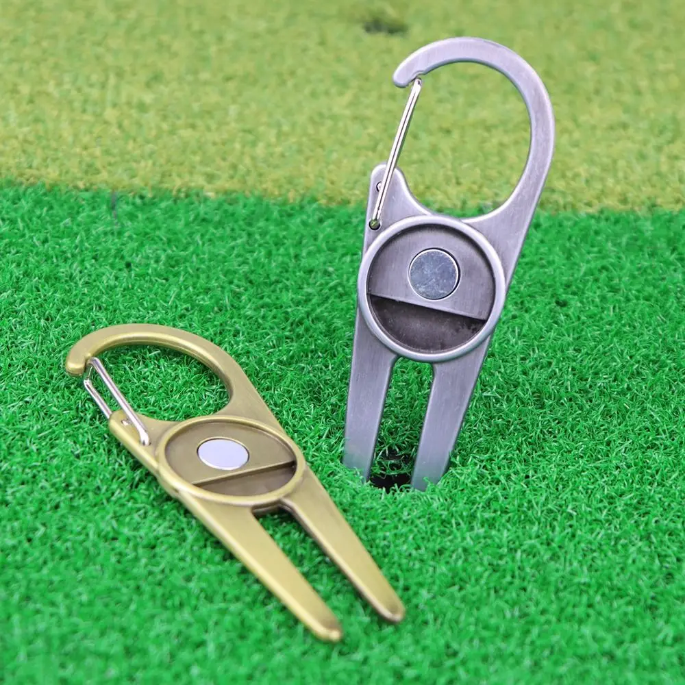 

Portable Groove Cleaner Magnetic Zinc Alloy Stainless Divot Fork Golf Ball Marker Golf Accessories Golf Ball Fork