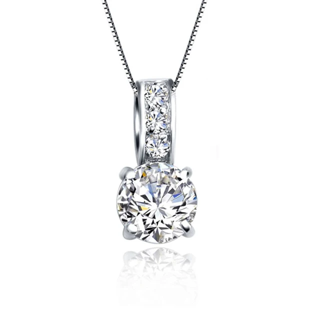 925 Sterling Silver Color Bridal Jewelry Set Classic Cubic Zircon Crystal Pendant  Necklace Stud Earrings for Women Girls Gift 3
