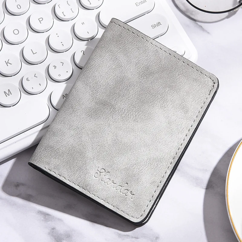 Ultra-Thin Mini Vertical Short Men's Wallet Student Driver License Card Holder Soft Leather Youth Horizontal Money Clip