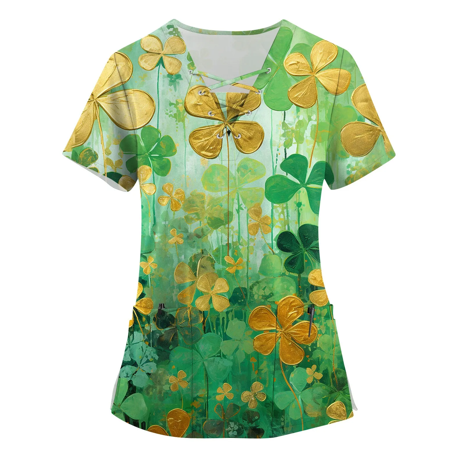 

St Patrick Day Print Women'S Top Scrub Medical Uniform Men Hospital Nurse Uniform Scrubs Tops Scrubs Shirt Nurse Uniform Shirts