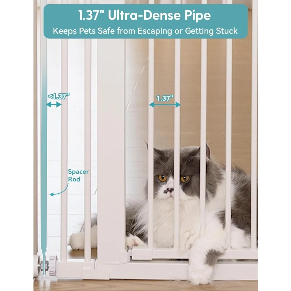 Extra Tall 55 Wide Auto-Closing Pet Gate for Cats and Dogs, 29-40 Adjustable Width, 1.37 Narrow Bar Spacing, Easy Assembly witho