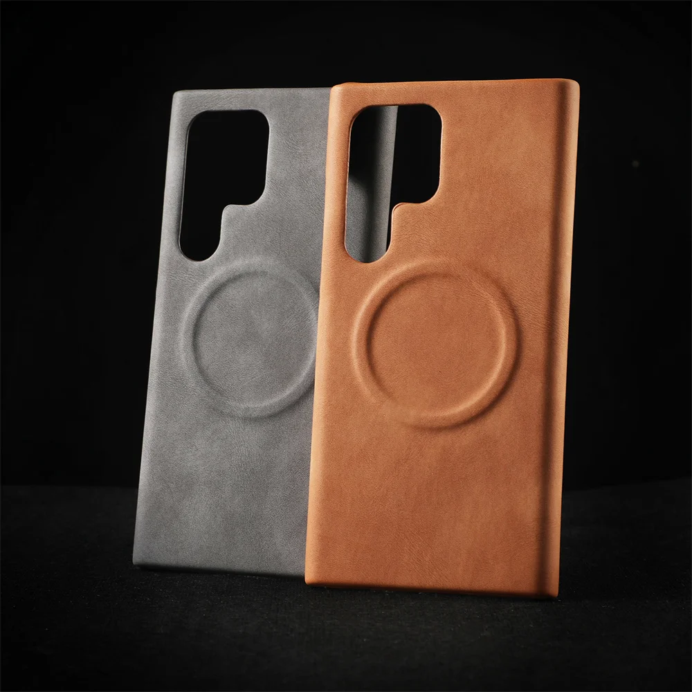 Luxury Sheepskin Leather Magnetic Phone Case with Magsafe Wireless Charging and Shockproof Protection