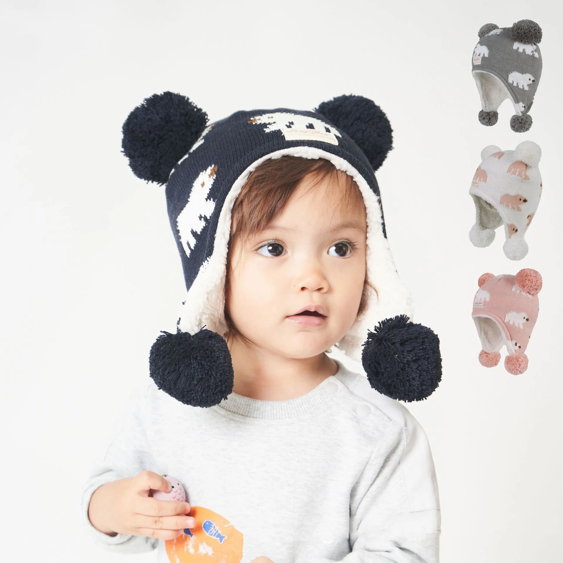 2024 Winter Warm Kids Ear Protection Hat Plush Earflaps Children Little Bear Earmuffs Cap For Boy Girl Baby Crochet Bonnet