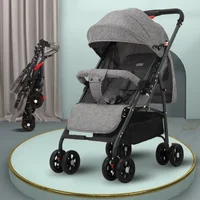 Poussette bébé bidirectionnelle de haute qualité, légère et pliante, peut s'asseoir et s'allonger, chariot Portable à un bouton, voiture pour bébé 5