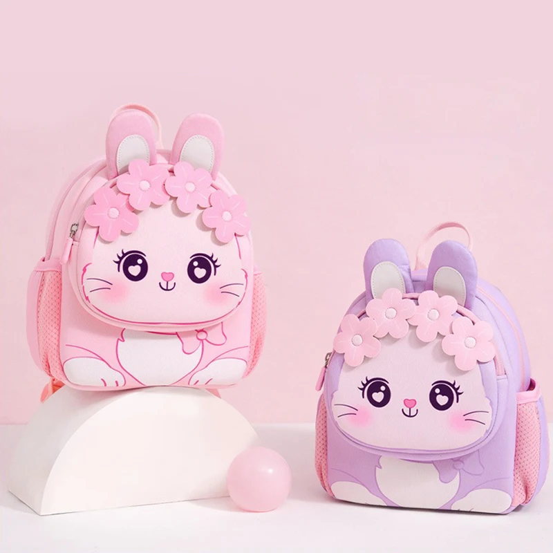 Toddler Backpack for Girls 3-5 Years Old Cartoon Pink Rabbit School Bags Kindergarten Kids Kawaii Bag Mochila Infantil Escolar 2